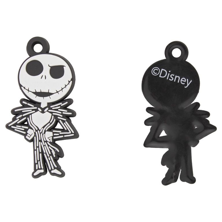 PLASTIC BEADS - RUBBER 3D - PENDANT - JACK SKELLINGTON 01 SKELETON - 50x26x3mm WHITE AND BLACK - PACKAGE 30pcs. Hole-4.0mm