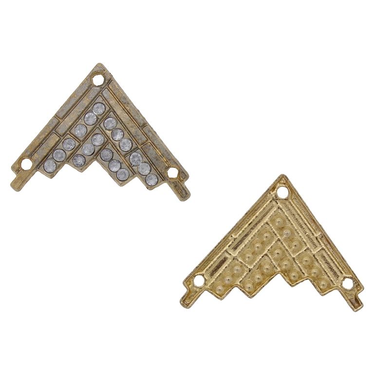 METAL CORNERS FOR DECORATION AND SCRAPBOOKING - 26x27mm - GOLD AND WHITE - SECOND-RATE - PACKAGE 40pcs. Hole-1.8mm