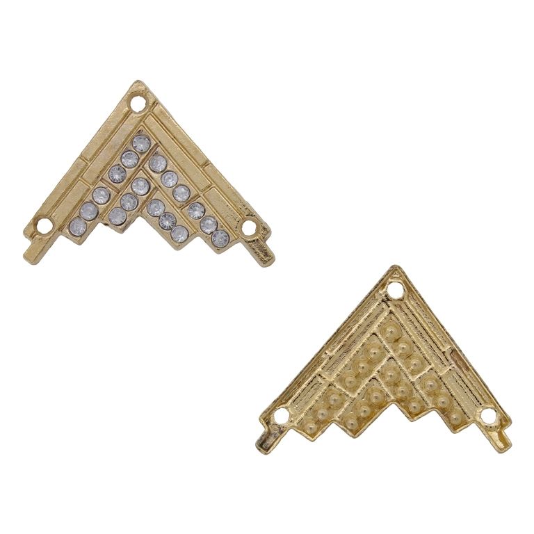 METAL CORNERS FOR DECORATION AND SCRAPBOOKING - 26x27mm - GOLD AND WHITE - PACKAGE 40pcs. Hole-1.8mm