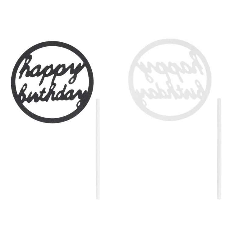 MATERIALS FOR CRAFT AND DECORATION - TOPPER FROM CARTON - HAPPY BIRTHDAY 30 GLITTER - 8cm - BLACK - 1pcs.