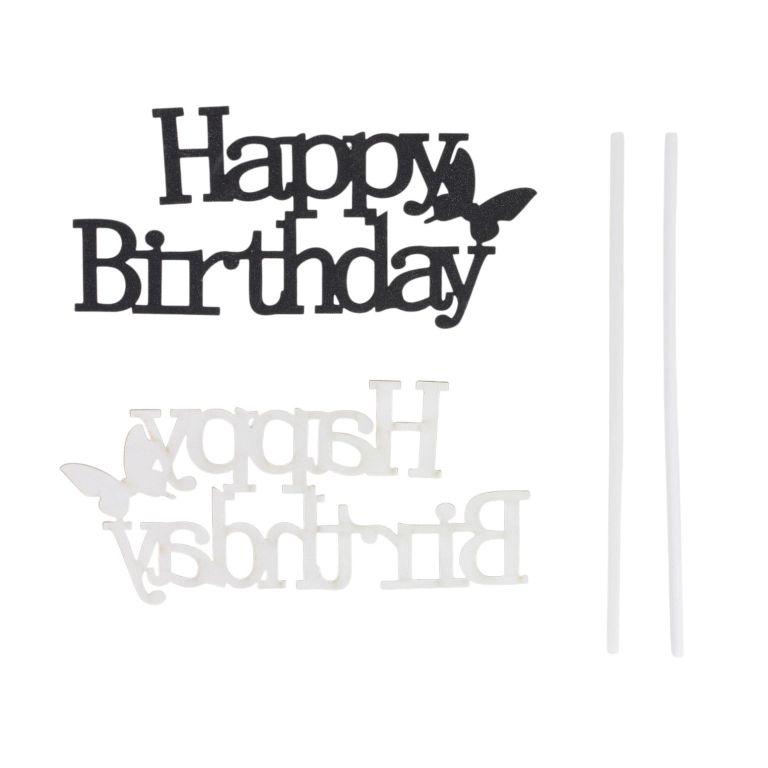 MATERIALS FOR CRAFT AND DECORATION - TOPPER FROM CARTON - HAPPY BIRTHDAY 35 GLITTER - 13.5x6cm - BLACK - 1pcs.