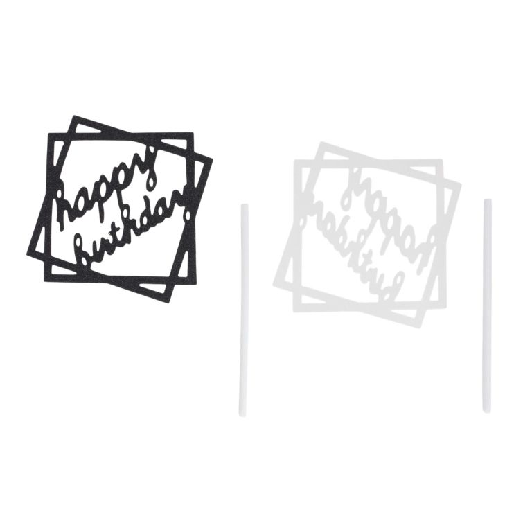 MATERIALS FOR CRAFT AND DECORATION - TOPPER FROM CARTON - HAPPY BIRTHDAY 36 GLITTER - 9x9cm - BLACK - 1pcs.