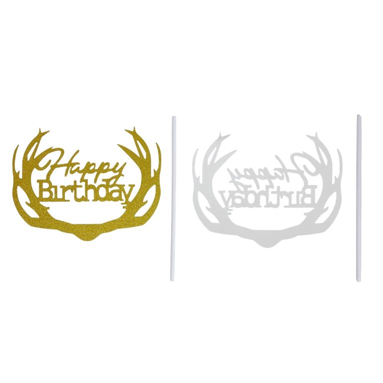 MATERIALS FOR CRAFT AND DECORATION - TOPPER FROM CARTON - HAPPY BIRTHDAY 40 GLITTER - 12.5x10.5cm - GOLD - 1pcs.