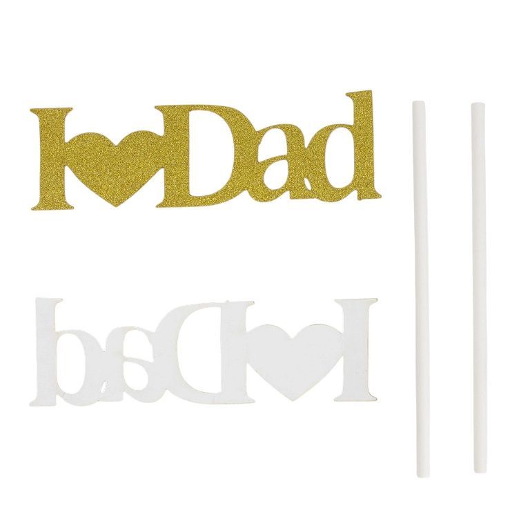 MATERIALS FOR CRAFT AND DECORATION - TOPPER FROM CARTON - I LOVE DAD 01 GLITTER - 9x2.5cm - GOLD - 1pcs.