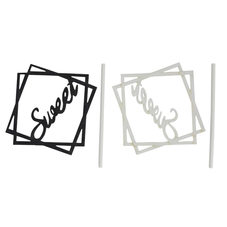 MATERIALS FOR CRAFT AND DECORATION - TOPPER FROM CARTON - SWEET 01 GLITTER - 8x8cm - BLACK - 1pcs.
