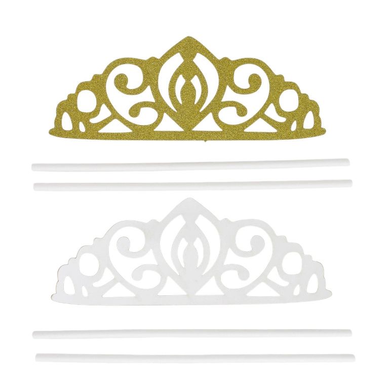 MATERIALS FOR CRAFT AND DECORATION - TOPPER FROM CARTON - TIARA 01 GLITTER - 13x5cm - GOLD - 1pcs.