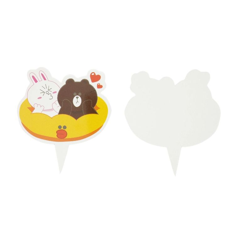 MATERIALS FOR CRAFT AND DECORATION - TOPPER FROM CARTON - RABBIT AND BEAR 01 - 8x8.5cm WHITE-BROWN (DARK) - 10pcs.