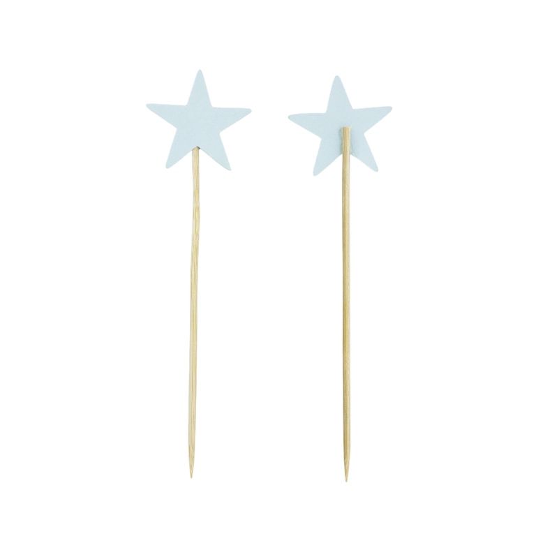 MATERIALS FOR CRAFT AND DECORATION - TOPPER FROM CARTON - STAR 01 - 3.8x14cm - BLUE (LIGHT) - 10pcs.
