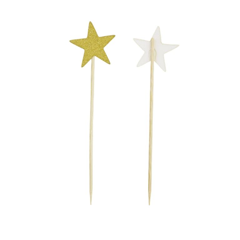 MATERIALS FOR CRAFT AND DECORATION - TOPPER FROM CARTON - STAR 01 GLITTER - 3.8x14cm - GOLD - 10pcs.
