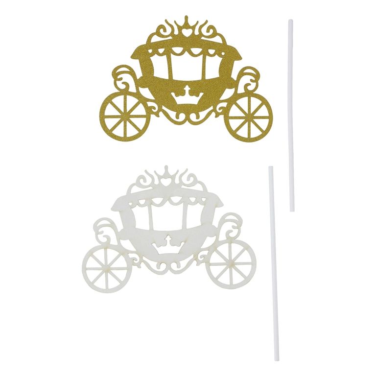 MATERIALS FOR CRAFT AND DECORATION - TOPPER FROM CARTON - COACH 01 GLITTER - 13.5x10cm - GOLD - 1pcs.