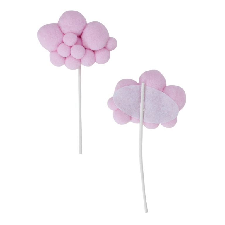 MATERIALS FOR CRAFT AND DECORATION - TOPPER FROM CARTON - CLOUD 03 POMPONS - 9x17cm - PINK (LIGHT) - PACKAGE 5pcs.