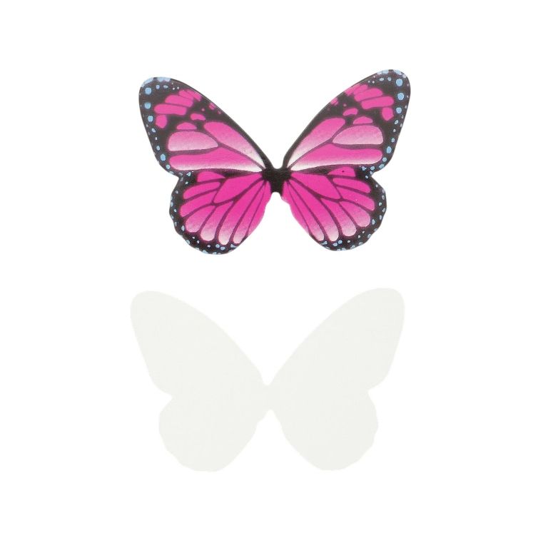 MATERIALS FOR CRAFT AND DECORATION - TOPPER FROM CARTON - BUTTERFLY 02 - 6.8x4.5cm CYCLAMEN-BLUE-BLACK - 10pcs.