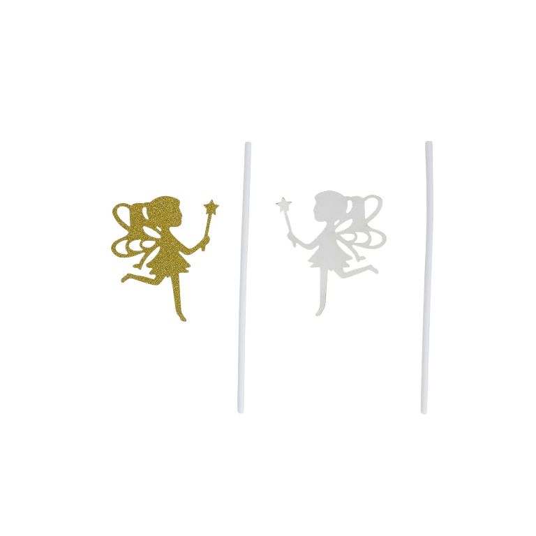 MATERIALS FOR CRAFT AND DECORATION - TOPPER FROM CARTON - FAIRY 01 GLITTER - 5.7x6.2cm - GOLD - PACKAGE 6pcs.