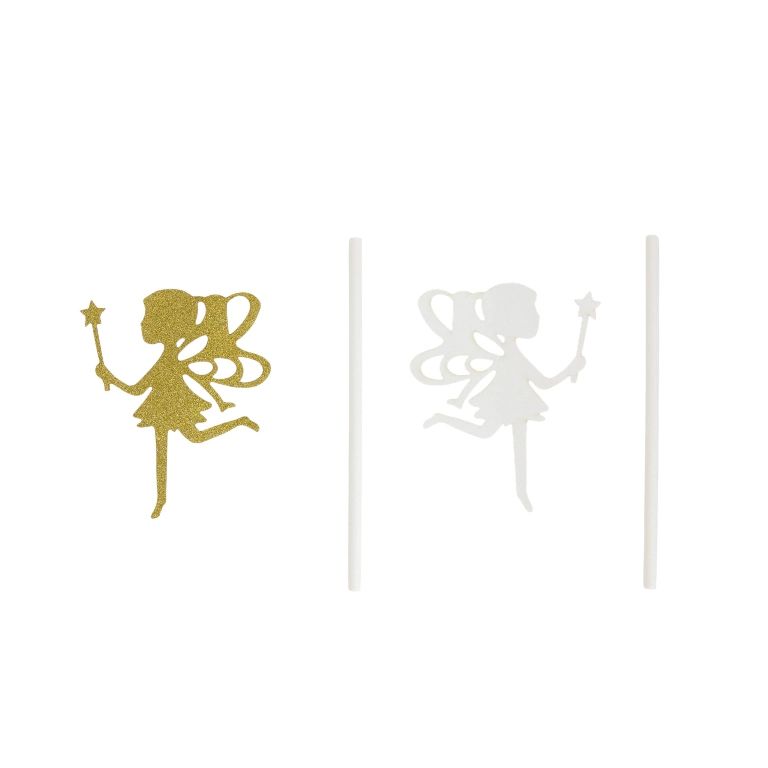 MATERIALS FOR CRAFT AND DECORATION - TOPPER FROM CARTON - FAIRY 01 GLITTER - 5.7x6.3cm - GOLD - 1pcs.