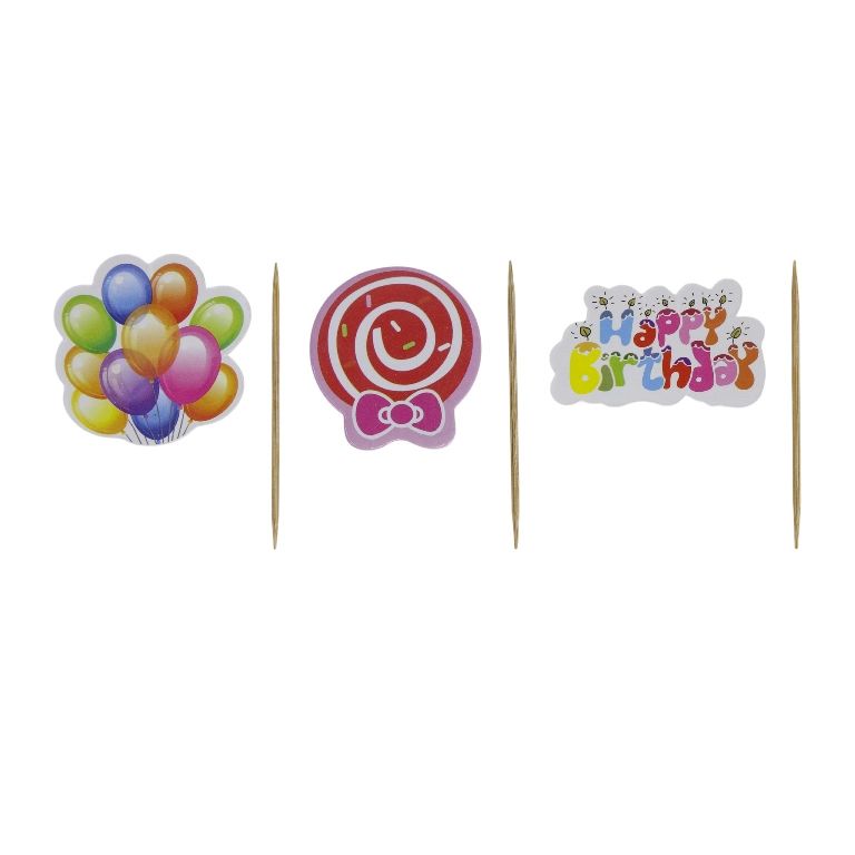 MATERIALS FOR CRAFT AND DECORATION - TOPPER FROM CARTON AND FOAM - HAPPY BIRTHDAY 39 - 4.7x2.6cm-4x4.2cm - MIX - 12pcs.