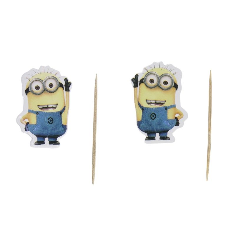 MATERIALS FOR CRAFT AND DECORATION - TOPPER FROM CARTON AND FOAM - MINIONS 01 - 3x4.6cm-4.3x4.5cm - BLUE-YELLOW-WHITE - 12pcs.