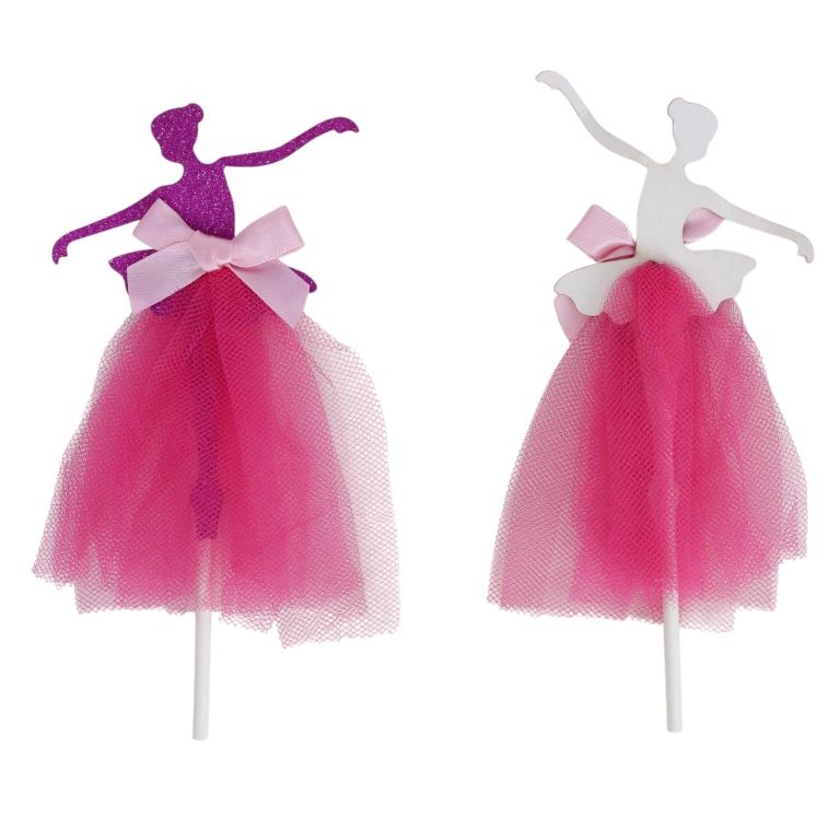 MATERIALS FOR CRAFT AND DECORATION - TOPPER FROM CARTON AND TEXTILE - BALLERINA 02 - 7x14cm - CYCLAMEN AND CYCLAMEN (LIGHT) - PACKAGE 12pcs.