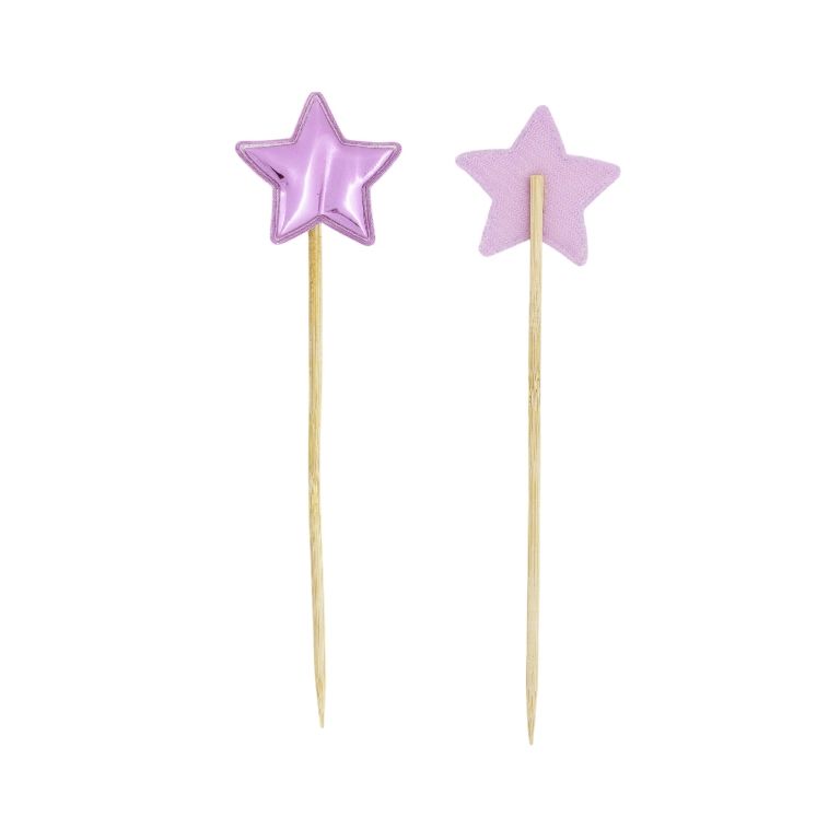 MATERIALS FOR CRAFT AND DECORATION - TOPPER FROM FOIL - STAR 03 - 3.8x13.5cm - PURPLE (LIGHT) - PACKAGE (6x5pcs.)