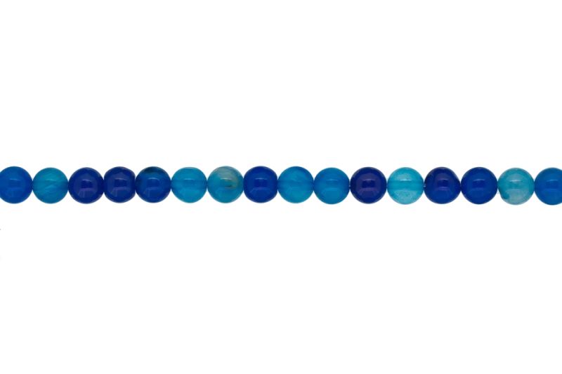 NATURAL STONE BEADS - AGATE BLUE - 8mm - STRING (48pcs.) Hole-1.2mm