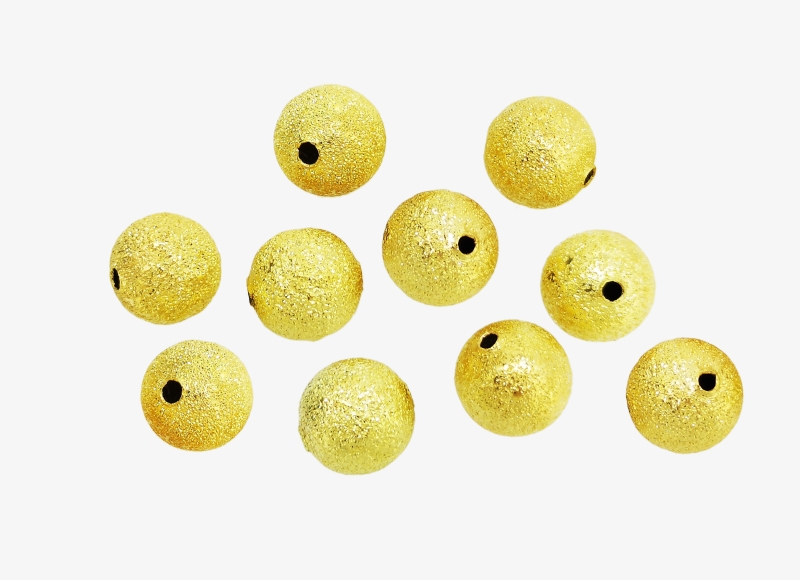 METAL BEADS - BALL - STARDUST ROUND BEADS - BRASS - 10 MM GOLD COLOR - 10pcs. Hole:2.0mm