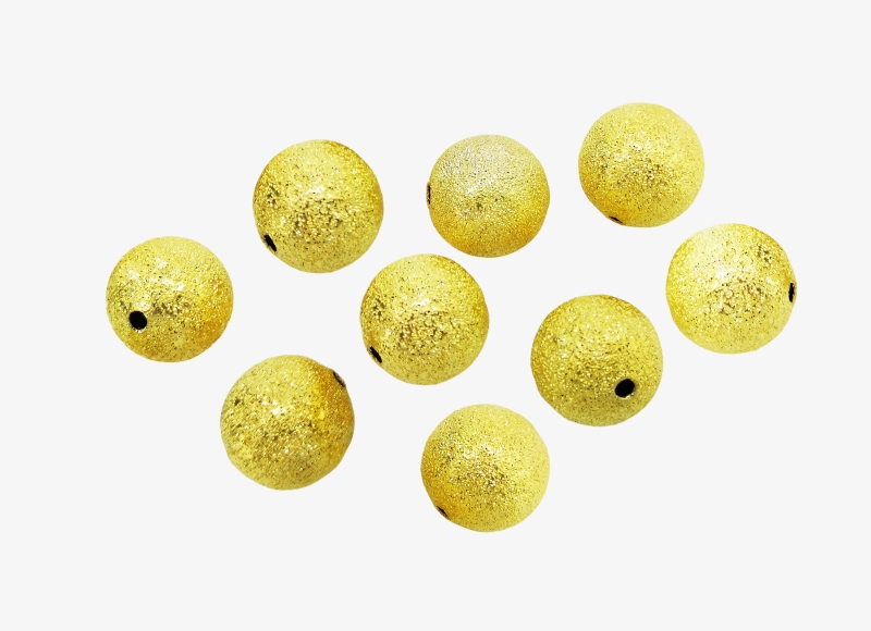 METAL BEADS - BALL - STARDUST ROUND BEADS - BRASS - 12 MM GOLD COLOR - 10pcs. Hole:2.0mm