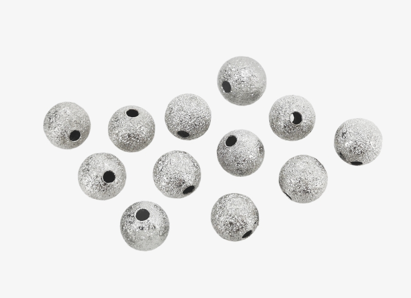 METAL BEADS - BALL - STARDUST ROUND BEADS - BRASS - 8 MM NICKEL COLOR - 20pcs. Hole:2.0mm