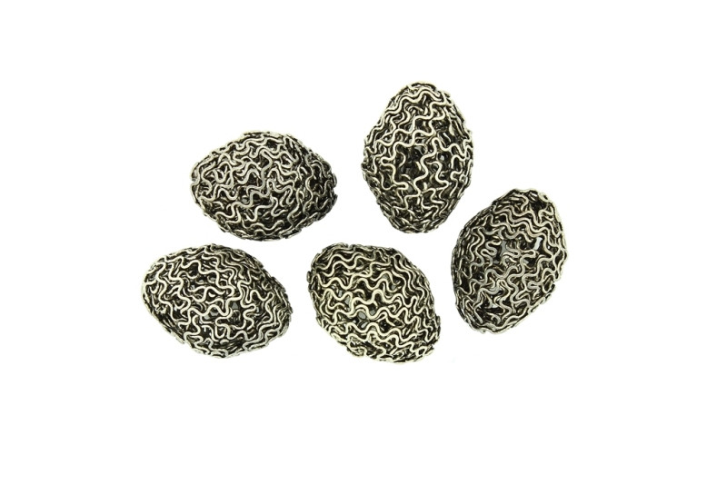 METAL BEADS - WIRE YARN - BICONES 06 - 18х25 MM NICKEL COLOR - 4pcs.