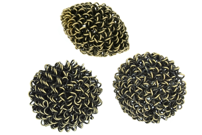 METAL BEADS - WIRE YARN - FLAT ROUND 02 - 30х20 MM ANTIQUE BRONZE - 12pcs.