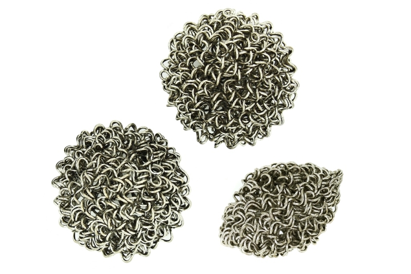 METAL BEADS - WIRE YARN - FLAT ROUND 02 - 30х20 MM NICKEL COLOR - 12pcs.