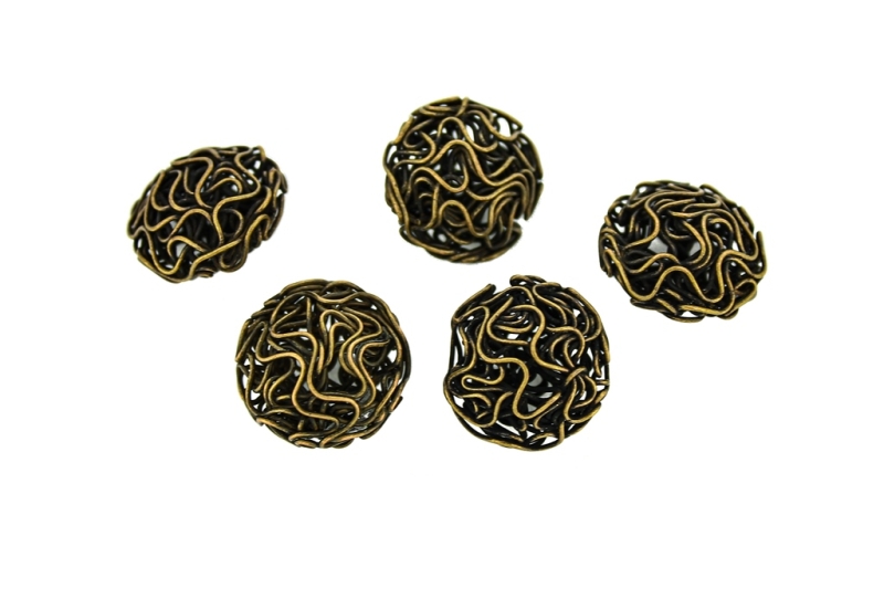 METAL BEADS - WIRE YARN - FLAT ROUND 03 - 18х12 MM ANTIQUE BRONZE - 4pcs.