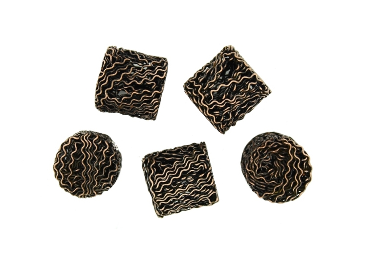 METAL BEADS - WIRE YARN - CYLINDER 06 - 17х17 MM ANTIQUE BRASS - 25pcs.