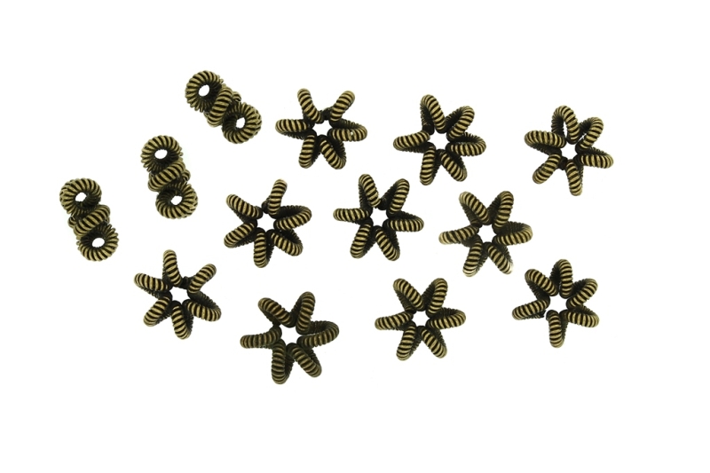 METAL BEADS - WIRE YARN - FLOWER SPIRAL HOLE 3.0 MM - 13х6 MM ANTIQUE BRONZE - 10pcs. 