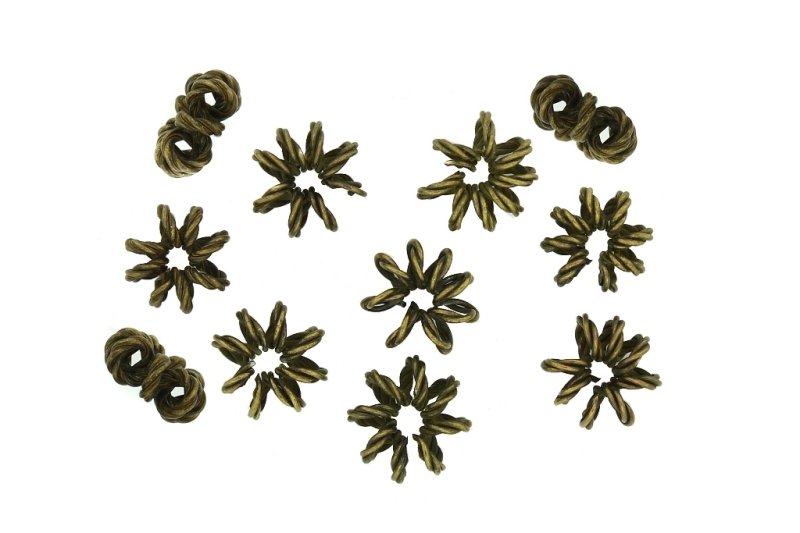 METAL BEADS - WIRE YARN - FLOWER TWISTED HOLE 2.0 MM - 10х6 MM ANTIQUE BRONZE - 200pcs. 