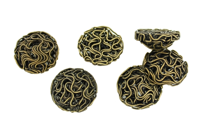 METAL BEADS - WIRE YARN - HEMISPHERE 03 - 18х8 MM ANTIQUE BRONZE - 40pcs.