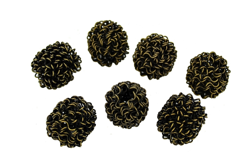 METAL BEADS - WIRE YARN - OVAL 02 HOLE 6.0 MM - 20х18 MM ANTIQUE BRONZE - 6pcs. 