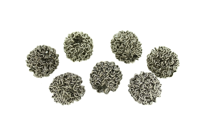 METAL BEADS - WIRE YARN - OVAL 02 HOLE 6.0 MM - 20х18 MM NICKEL COLOR - 6pcs. 