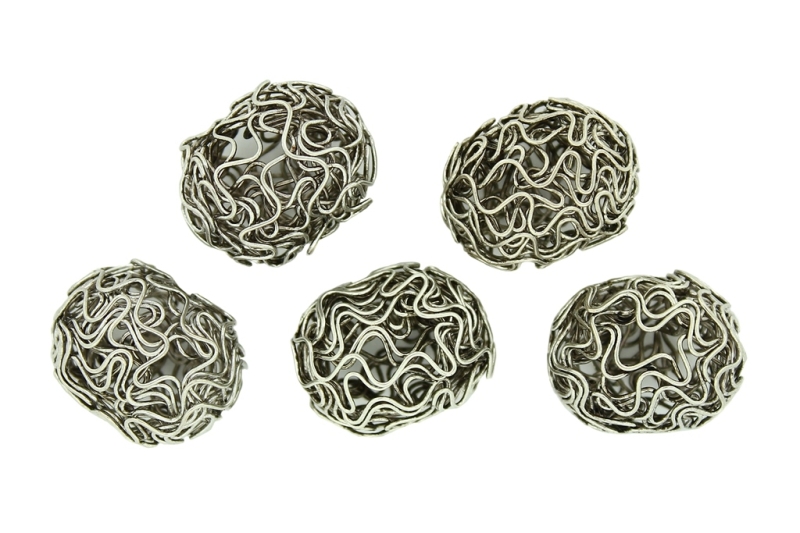 METAL BEADS - WIRE YARN - OVAL 03 - 22х18 MM NICKEL COLOR - 30pcs.