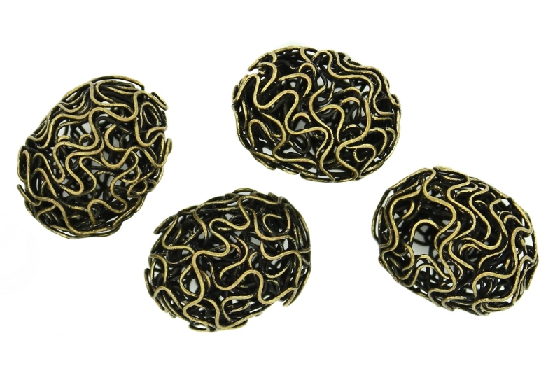 METAL BEADS - WIRE YARN - OVAL 03 - 26х18 MM ANTIQUE BRONZE - 2pcs.