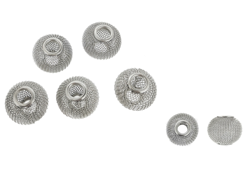 METAL BEADS - WIRE YARN - WIRE BALL MESH BEADS  - 20х18 MM NICKEL COLOR - 50pcs. Hole:6.0mm