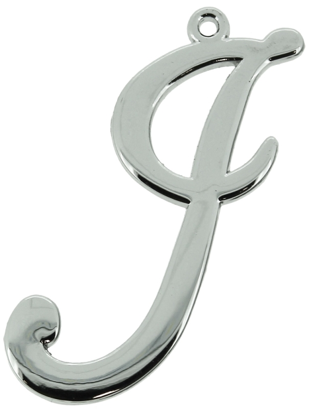 METAL - CHARMS PENDANT 1 HOLE UV COATING - LETTER I - 23x45x1.8mm SILVER COLOR - PACKAGE 10pcs. Hole-1.8mm