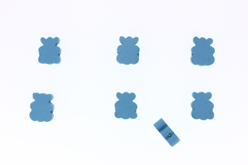 WOODEN FIGURES - 04 BEAR 03 - 13x16x6mm BLUE - PACKAGE 200pcs. Hole-2.5mm