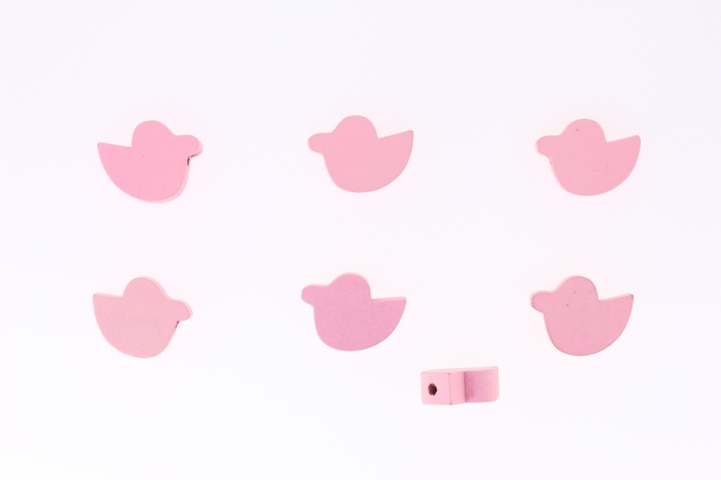 WOODEN FIGURES - 04 CHICKEN 02 - 20x14x6mm PINK (LIGHT) - 25pcs. Hole-2.5mm