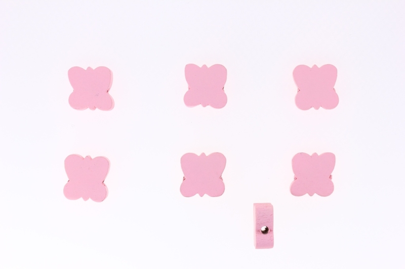 WOODEN FIGURES - 04 BUTTERFLY 04 - 15x15x5mm PINK (LIGHT) - PACKAGE 250pcs. Hole-2.5mm