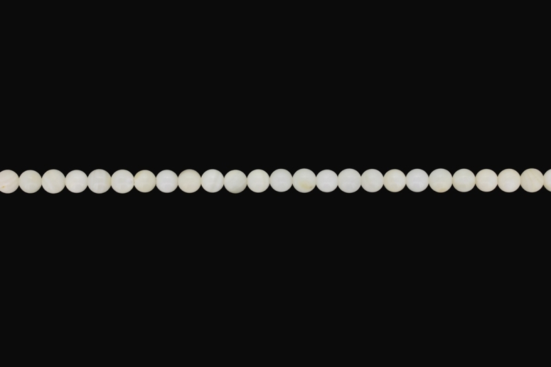 NATURAL STONE BEADS - MOTHER OF PEARL WHITE 5mm - STRING (80pcs.) Hole-0.8mm