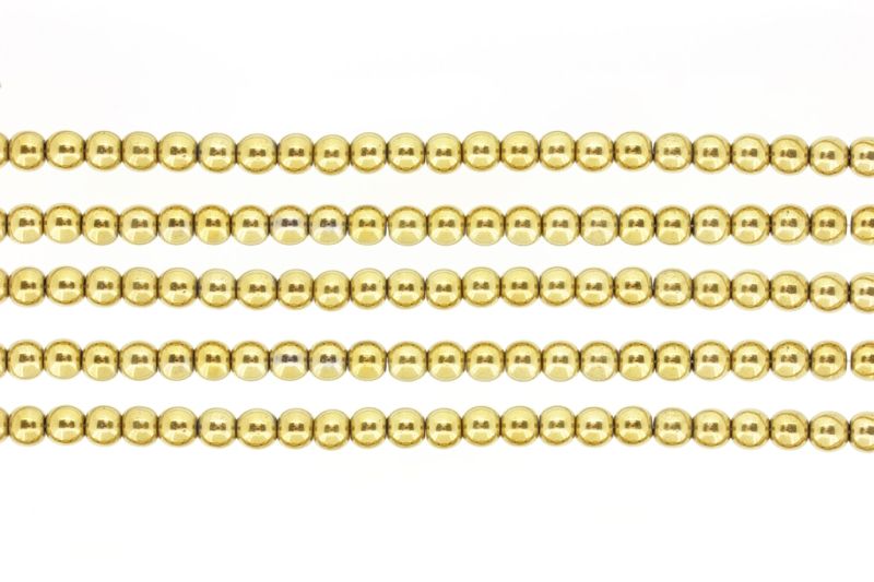 МЪНИСТА ОТ ЕСТЕСТВЕНИ КАМЪНИ - ХЕМАТИТ ЗЛАТИСТ - 6мм - ПАКЕТ (5х64 бр.) Отвор-1.6мм