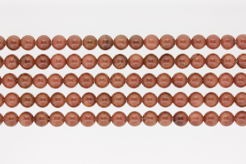 NATURAL STONE BEADS - AVENTURINE BROWN - 8mm - PACKAGE (5x48pcs.) Hole-1.6mm