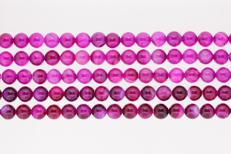 NATURAL STONE BEADS - AGATE PINK - 8mm - PACKAGE (5x48pcs.) Hole-1.6mm