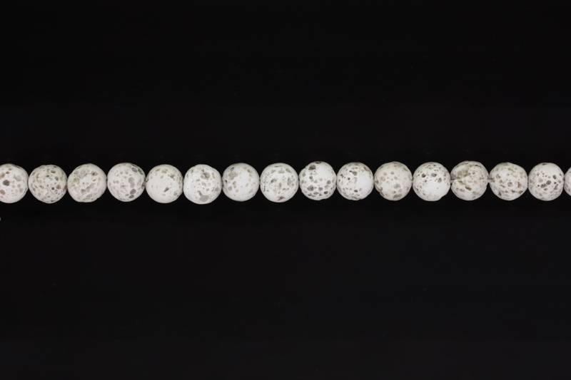 NATURAL STONE BEADS - LAVA STONE WHITE - 8mm - STRING (48pcs.) Hole-1.6mm