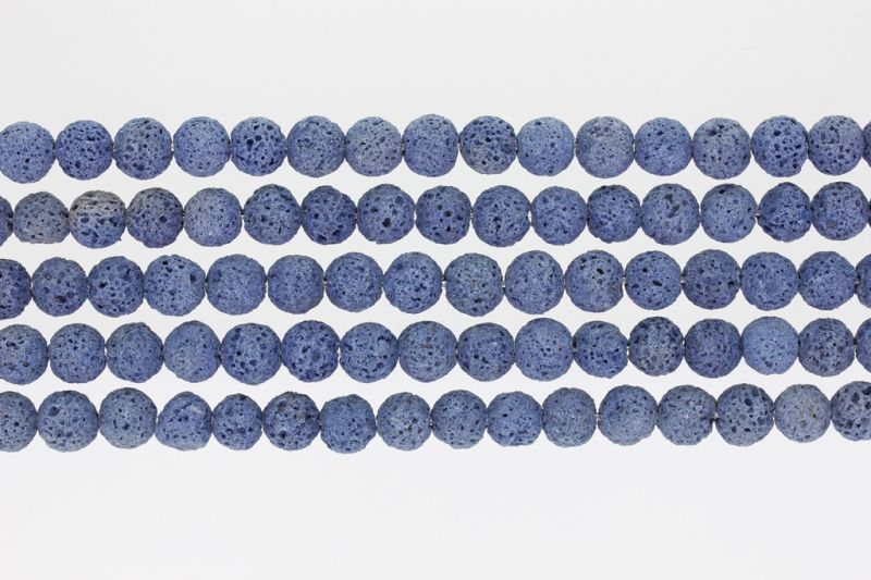 NATURAL STONE BEADS - LAVA STONE BLUE - 8mm - PACKAGE (5x48pcs.) Hole-1.6mm