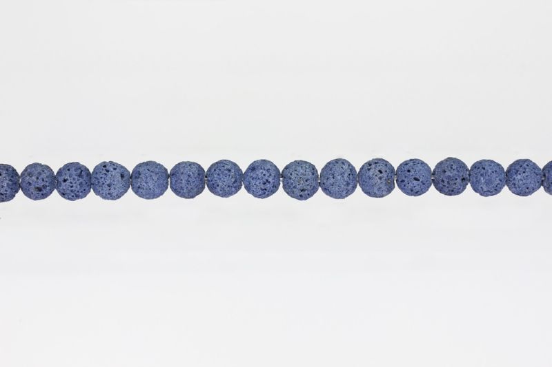 NATURAL STONE BEADS - LAVA STONE BLUE - 8mm - STRING (48pcs.) Hole-1.6mm